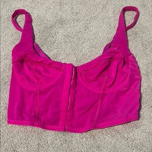size small bright pink out from under cropped corset top